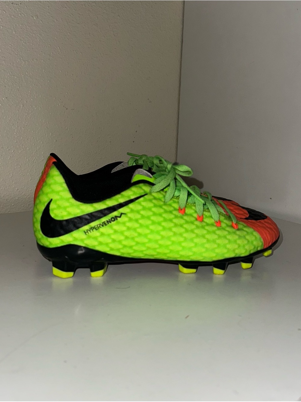 Nike Kids Hypervenom Soccer Cleats - Neon Green & Orange